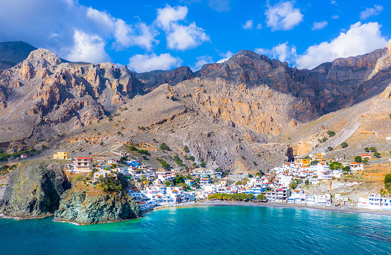 Mountain village and coast in Crete
